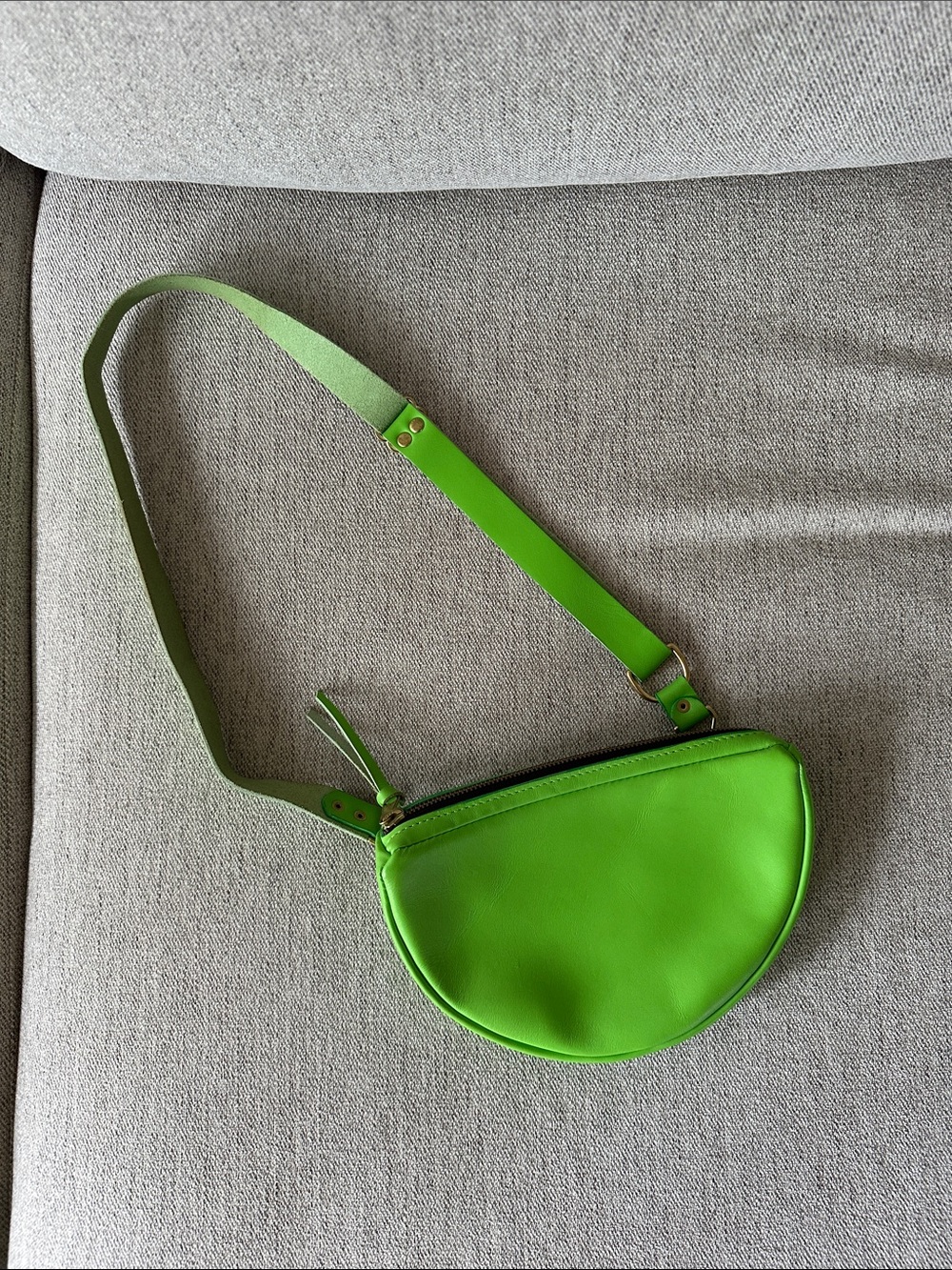 Lime Green Leather Half-Moon Crossbody Bag Shoulder Bag